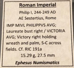 Ancient Coins - Philip I, 244-249 AD.  AE sestertius. Victory reverse