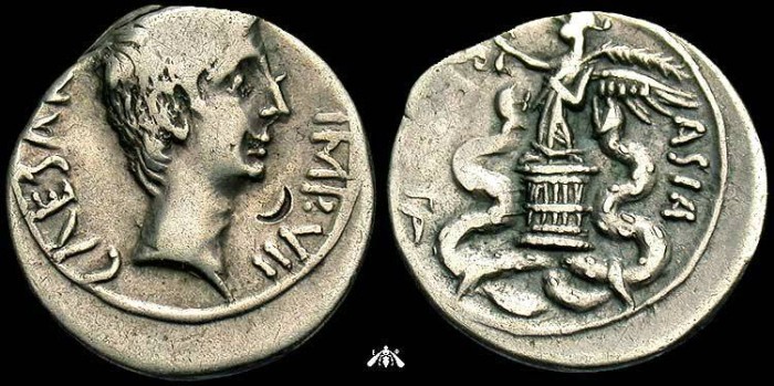 Ancient Coins - Octavian, AR quinarius, 29-27 BC - ASIA RECEPTA