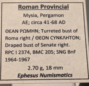 Mysia, Pergamon. 41-68 AD. AE18, Roma / Senate | Roman Provincial Coins