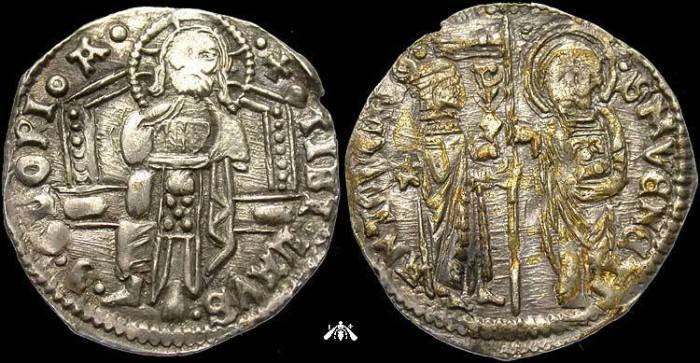 Ancient Coins - Venice, AR grosso - Antonio Venier, 1382-1400 AD, Christ enthroned