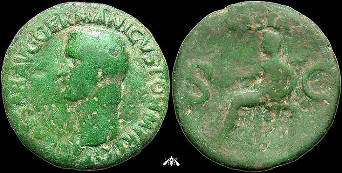 Ancient Coins - Caligula, AE As of Rome c. AD37-38, Vesta Seated, Patina !