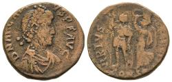 Ancient Coins - Arcadius AE17 Centenionalis Constantinople 395-401 AD Victory Crowning Emperor