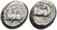 Ancient Coins - VF Kelenderis Cilicia Silver Stater 425-400 BC Rider Sideways / Goat Kneeling