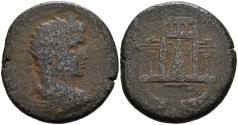Ancient Coins - Caracalla Koinon of Cyprus AE31 Xoanon in Temple of Aphrodite of Paphos