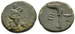 Ancient Coins - Etenna Pisidia AE17 1st Century BC Young Woman Against Snake / Knife
