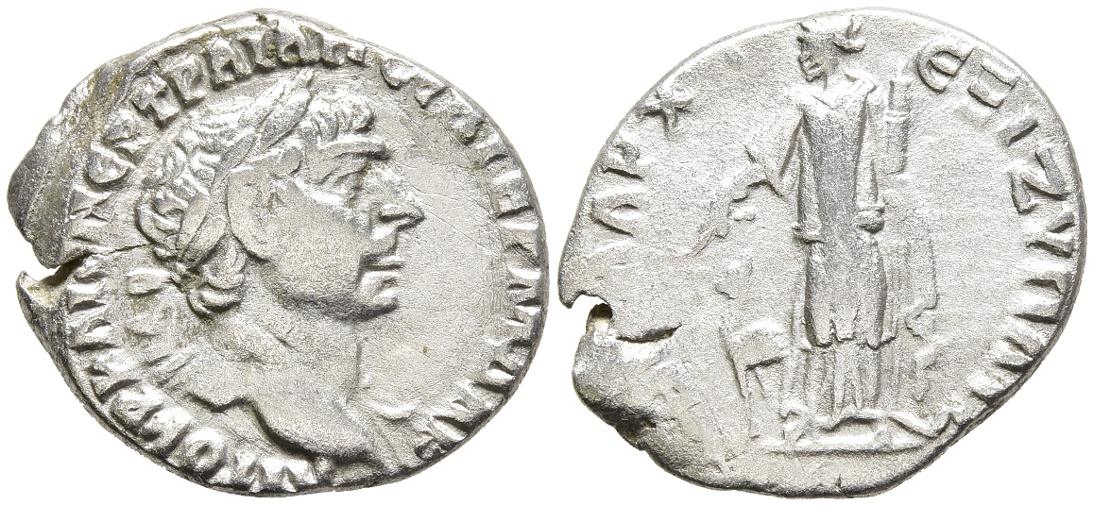 トランシルヴァニア('06仏) aVF Trajan 98-117 AD Silver Drachm Bostra Arabia Camel Behind Arabia