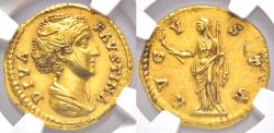 Ancient Coins - NCG Ch XF Diva Faustina Sr Gold Aureus Wive of Antoninus Pius Scarce 147-161 AD