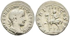 Ancient Coins - VF Gordian III Silver Denarius Rome 240 AD Emperor on Horse in Military Dress