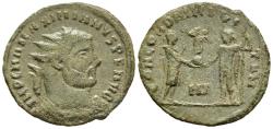 Ancient Coins - Maximian AE20 Post-Reform Radiate Heraclea 295-8 AD Emperor & Jupiter