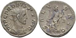 Ancient Coins - Ch VF Probus Antoninianus Salus Standing Feeding Snake Rising From Altar