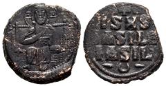 Ancient Coins - gVF Byzantine Anonymous Follis of Christ Class D AE29 Christ Enthroned Facing