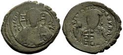 Ancient Coins - Byzantine Constantine X Ducas AE30 Follis Facing Bust of Christ 1059-1067 AD
