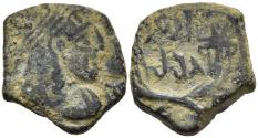 Ancient Coins - F Nabataea Kingdom Rabbel II & Gamilat AE16 Petra 88-105 Desert Patina