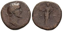 Ancient Coins - Antoninus Pius AE31 Sestertius Rome 147 AD Felicitas Holding Capricorn