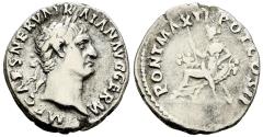 Ancient Coins - Trajan 98-117 AD Silver Denarius Abundantia Seated on Crossed Cornucopias