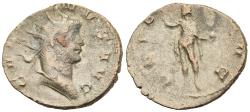 Ancient Coins - Gallienus Antoninianus Mediolanum Sol Commanding Sunrise Holding Globe