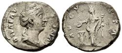 Ancient Coins - Faustina Sr Augusta 138-141 AD Wife of Antoninus Pius Denarius Vesta