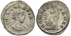 Ancient Coins - gVF Gallienus Antoninianus Antioch 264 AD Eternal Rome Seated Holding Victory