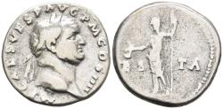 Ancient Coins - Vespasian Silver Denarius 72 AD Vesta Standing Holding Simpulum & Scepter