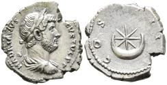 Ancient Coins - gVF Scarce Hadrian Denarius Excellent Portrait / Star in Crescent