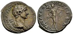 Ancient Coins - gVF Trajan 98-117 AD Silver Denarius Mars Advancing With Spear and Trophy