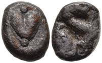 Ancient Coins - Very Rare VF Kyrene Kyrenaica 510-475 BC Obol Heart-Shaped Silphium Fruit