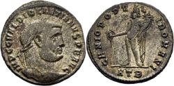 Ancient Coins - Ch VF Diocletian Silvered Large Follis 296 - 297 AD Heraclea Mint Genius