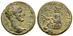 Ancient Coins - Hadrian 117-138 AD AE24 Tyana Cappadocia Tyche on Rocks River-God Below