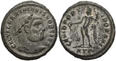 Ancient Coins - Ch VF Galerius Silvered Follis Heraclea Genius Sacrificing from Patera