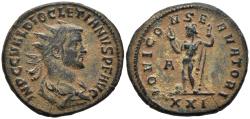 Ancient Coins - Choice VF Diocletian Antoninianus Jupiter Holding Thunderbolt Desert Patina