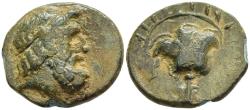 Ancient Coins - Scarce Rhodos Carian Islands 188 - 84 BC AE15 Zeus / Rose on Solar Disk