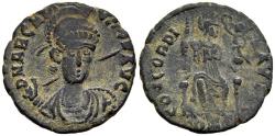 Ancient Coins - Scarce VF Green Patina Arcadius AE17 Constantinople 401-3 AD Facing Bust