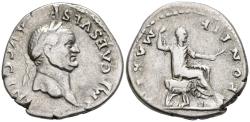 Ancient Coins - Vespasian Denarius 73 AD (Year of Masada) Vespasian w/ Olive Branch