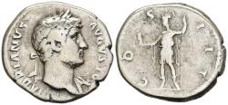 Ancient Coins - Hadrian Silver Denarius Rome Mint 124-5 AD Roma Holding Victory