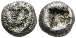 Ancient Coins - Very Rare VF Kyrene Kyrenaica 510-475 BC Obol Heart-Shaped Silphium Fruit