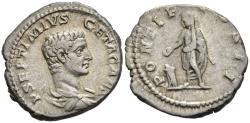 Ancient Coins - gVF Geta Caesar Silver Denarius Geta as Priest Sacrificing at Altar Scarce