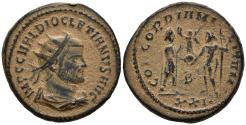 Ancient Coins - Ch gVF Diocletian Antoninianus Antioch 293-5 AD Jupiter Offering Victory