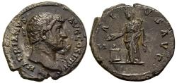 Ancient Coins - Hadrian 117-138 AD Silver Denarius Salus Sacrificing Over Altar