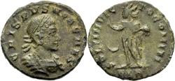Ancient Coins - Rare Crispus Caesar 317-326 AD Reduced Follis London Sol Commanding Sunrise