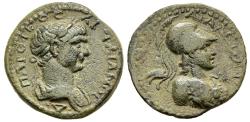 Ancient Coins - Ch VF Trajan Attalea Pamphylia AE20 Bust of Athena in Corinthian Helmet & Aegis