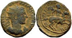 Ancient Coins - VF Volusian 251-253 Caesarea Maritima Samaria Syria AE25 Emperor on Horseback