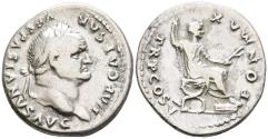 Ancient Coins - Choice F Vespasian Denarius Rome 74 AD Emperor Seated Holds Olive Branch