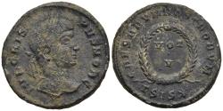 Ancient Coins - Choice gVF Crispus Caesar Siscia AE19 Centenionalis 320-1 AD VOT V In Wreath