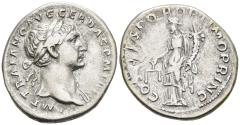 Ancient Coins - Ch aVF Trajan Silver Denarius Rome 108-9 AD Aequitas Holds Scales & Cornucopia