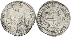 Ancient Coins - Duchy of Milan John Galeazzo 1395-1402 Grosso Saint Ambrose / Floriated Cross