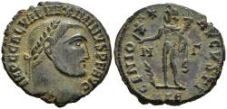 Ancient Coins - Ch aEF Maximinus II Daia AE21 Follis 312-3 AD Genius Holding Bust of Serapis