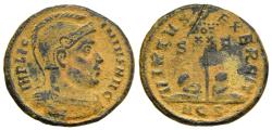 Ancient Coins - Licinius I AE19 Centenionalis Helmeted Bust / Captives Flanking Vexillum