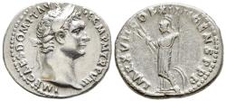 Ancient Coins - Rare Domitian 81 -96 AD Silver Denarius Minerva Standing Holds Thunderbolt