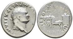 Ancient Coins - Scarce F Titus Silver Denarius Rome Jan-Jun 79 AD Slow Quadriga Reverse