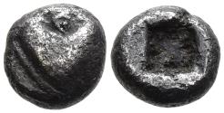 Ancient Coins - Very Rare VF Kyrene Kyrenaica 510-475 BC Obol Heart-Shaped Silphium Fruit